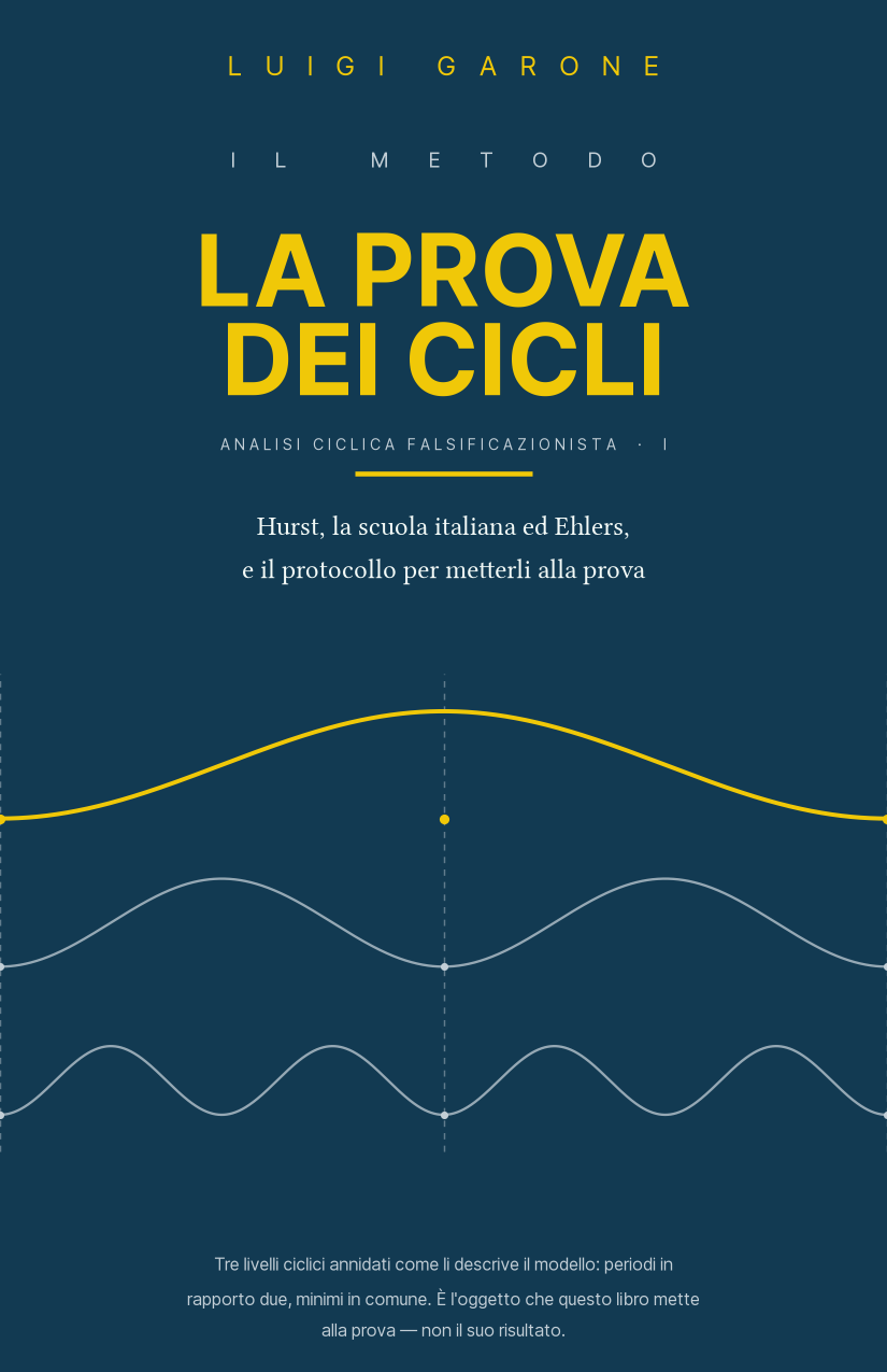 Copertina del primo volume della collana: tre livelli ciclici annidati, disegnati uno sotto l’altro su fondo blu notte.